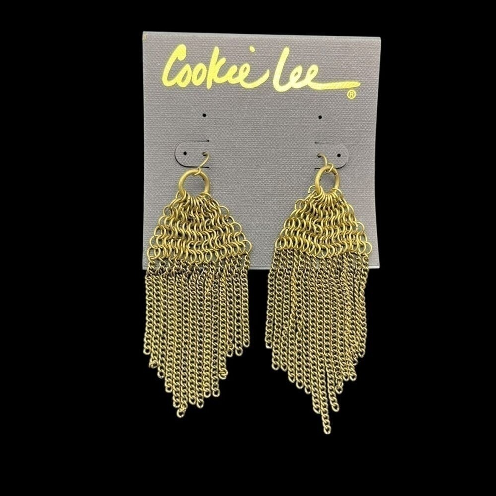 Chainmail Fringe Long Dangle Earrings Boho Whimigoth Festival Fringe Edgy